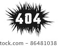 Rectangular black spot with sharp pointed edges, and spiked inscription 404 flat style vector illustration. isolated on white. 86481038