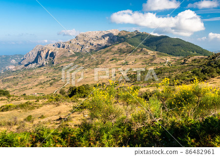 View of Rocche del Crasto near Alcara Li Fusi town in the Nebrodi Park, Sicily 86482961
