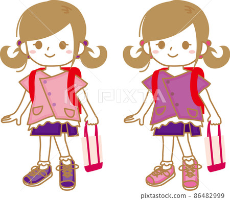 Girls attending school, enrolling in school, twins Girls attending school, enrolling in school, twins 86482999