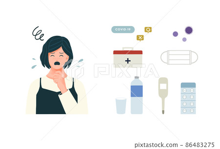 Vector illustration icon set for sick women and infectious diseases 86483275
