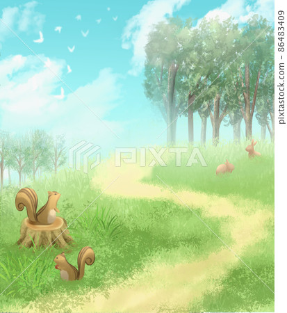 Meadow with animals 86483409