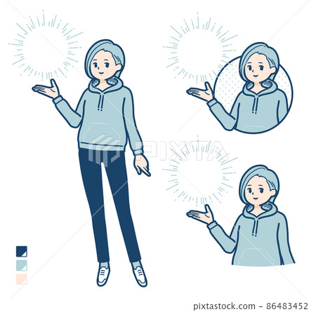 一名身穿連帽衫的年輕女子操縱光線的插圖 86483452