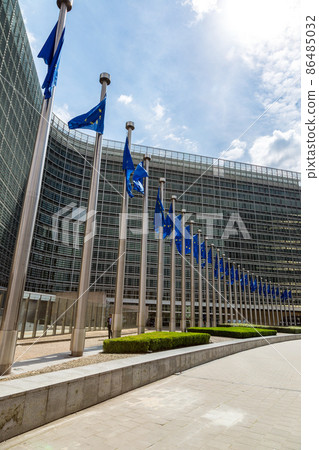 European flags  in Brussels 86485032