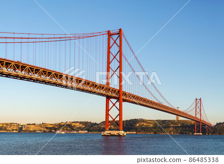 Rail bridge  in Lisbon, Portugal. 86485338