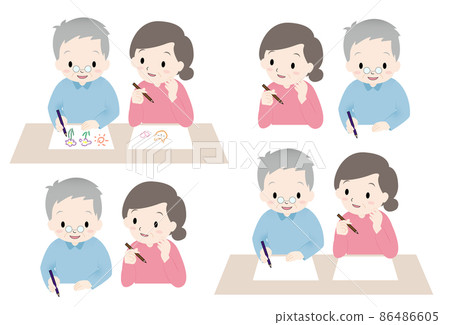 年長的祖父和祖母消遣著色,繪畫,終身,寫信 年長的祖父和祖母消遣著色,繪畫,終身,寫信 86486605