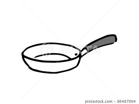 Frying pan handwritten illustration monochrome Frying pan handwritten illustration monochrome 86487004