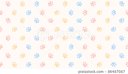 一隻可愛的貓爪子的水彩插圖 86487087