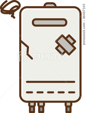 Illustration of a broken water heater 86487103