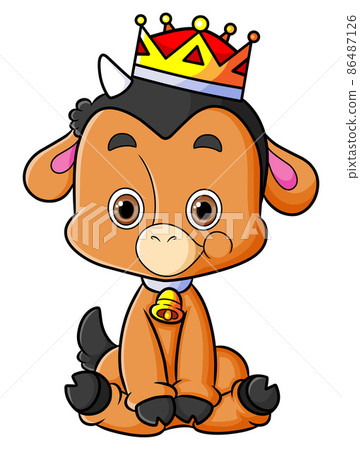 The king of sheep is wearing a golden crown  86487126