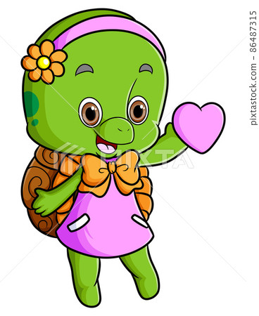 The girly turtle is wearing the dress and holding love The girly turtle is wearing the dress and holding love 86487315