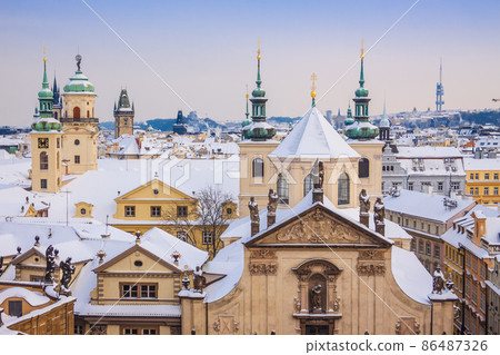 Prague in winter, panorama and cityscape Prague in winter, panorama and cityscape 86487326