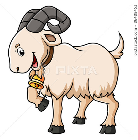 The strong goat with the thick fur is stepping The strong goat with the thick fur is stepping 86488453