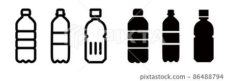 PET bottle, plastic black and white icon vector design illustration set material 86488794
