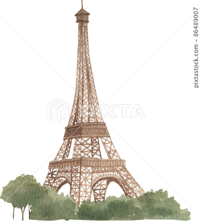 Paris love with Eiffel watercolor clipart icon png 86489007