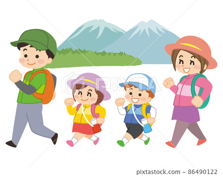 Parent-child walking for hiking 86490122
