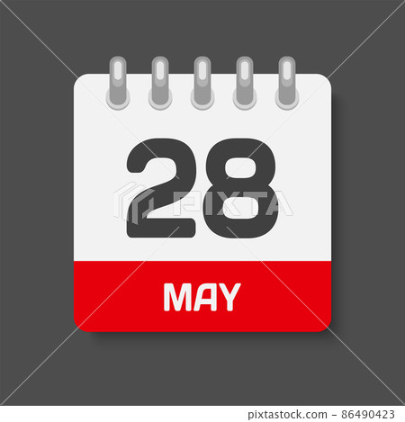Icon day date 28 May, template calendar page Icon day date 28 May, template calendar page 86490423