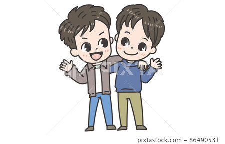 Two men crossing their shoulders Two men crossing their shoulders 86490531