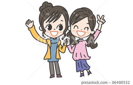 Two women holding hands 86490532