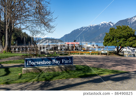 West Vancouver, BC, Canada - April 13 2021 : Horseshoe Bay Park in springtime. West Vancouver, BC, Canada - April 13 2021 : Horseshoe Bay Park in springtime. 86490825
