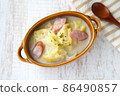 Delicious Chinese cabbage and sausage in cream in the cold winter 86490857