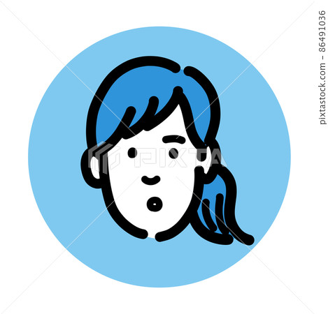 Thinking young ponytail female icon 86491036