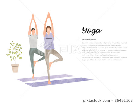Vector Illustration Material: Men and Women Enjoying Yoga Vector Illustration Material: Men and Women Enjoying Yoga 86491162