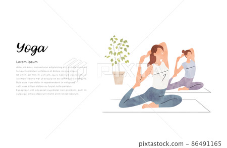 Vector Illustration Material: Women Enjoying Yoga 86491165