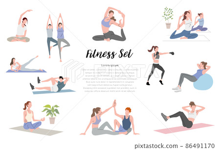 Vector Illustration Material: Female Set Enjoying Fitness 86491170