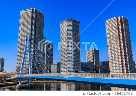 Cityscape of Shinonome, Koto-ku, Tokyo Tatsumisakurabashi and tower apartments Cityscape of Shinonome, Koto-ku, Tokyo Tatsumisakurabashi and tower apartments 86491796