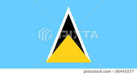 National Flag Saint Lucia, Hewanorra, Iyonola, light blue field with a small golden isosceles triangle in front of a large white-edged black isosceles triangle in the centre National Flag Saint Lucia, Hewanorra, Iyonola, light blue field with a small golden isosceles triangle in front of a large white-edged black isosceles triangle in the centre 86491877
