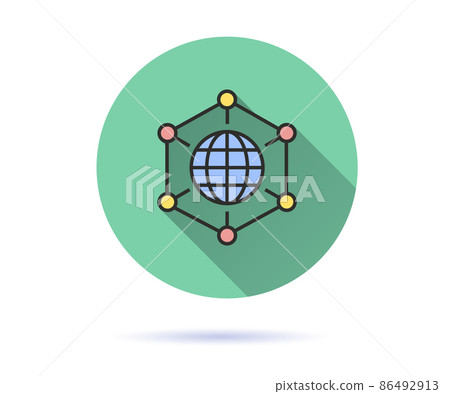 IoT icon with long shadow for graphic and web design. IoT icon with long shadow for graphic and web design. 86492913
