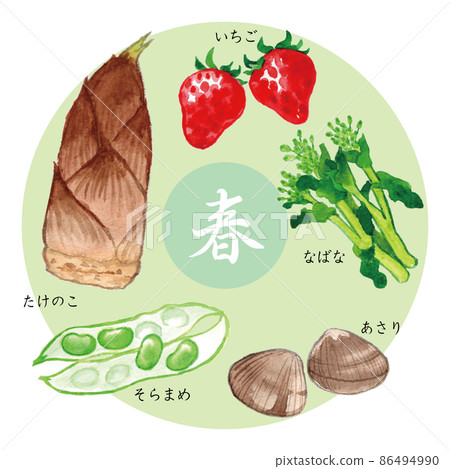 時令食品（春季）水彩插圖日本時令食品 86494990