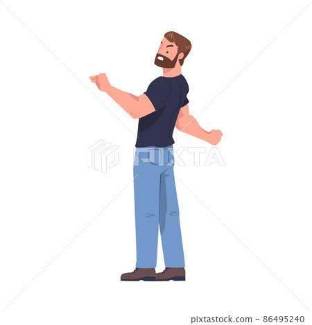 Man Aggressor with Fist Abusing and Insulting Weak Vector Illustration 86495240