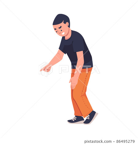 Man Aggressor Pointing Finger Abusing and Insulting Weak Vector Illustration 86495279