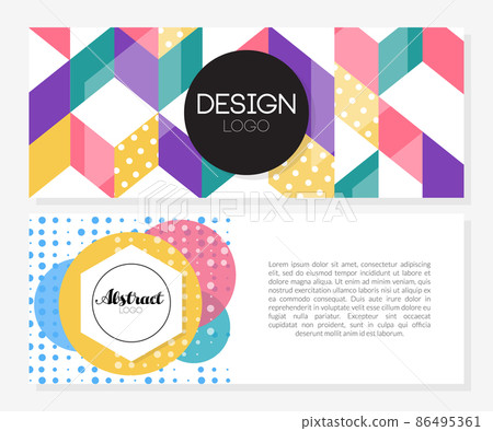 Card Cover or Banner with Geometric Shapes Vector Template 86495361