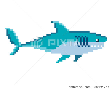 Pixel Art Shark in 8 bit Retro Game Style 86495733