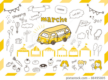 Kitchen car, tent Marche icon set 86495805