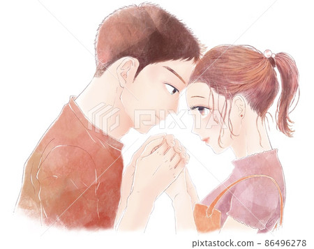 男女情侶手牽手,面對面/睜開眼睛 男女情侶手牽手,面對面/睜開眼睛 86496278