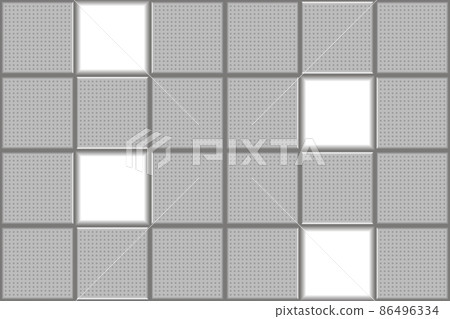 Suspended acoustic cassette plasterboard ceiling with built-in LED panels seamless pattern 86496334