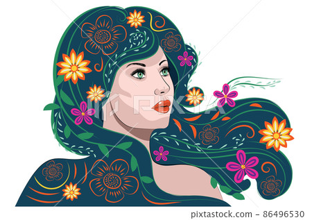 Girl with floral hair 86496530