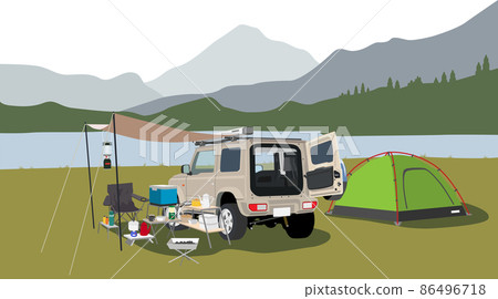 Campsite with a lake Campsite with a lake 86496718