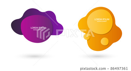 Fluid frame isolated on white background. Set of abstract liquid shapes, colorful elements, gradient waves with geometric lines, dynamical forms. Vector flat design for banner, flyer, business card 86497361