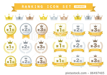 Flat ranking icon material set orange vector... - Stock Illustration ...