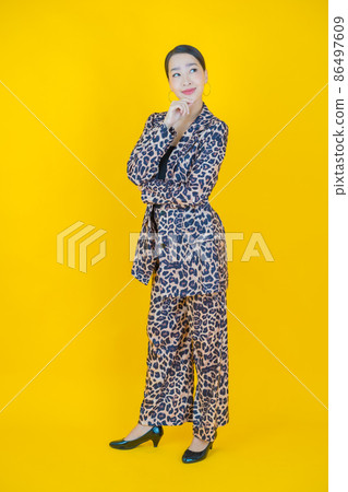 Portrait beautiful young asian woman smile with action Portrait beautiful young asian woman smile with action 86497609