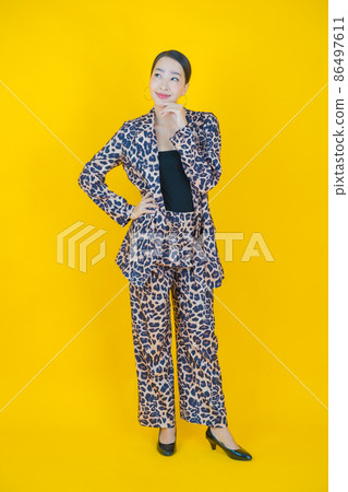 Portrait beautiful young asian woman smile with action Portrait beautiful young asian woman smile with action 86497611