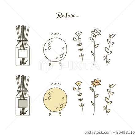 美容時尚配飾和乾花插圖集 美容時尚配飾和乾花插圖集 86498110