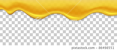 Dripping honey, syrip melt or caramel liquid. Vector candy realistic drop 86498551