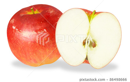 Illustration of an apple with a delicate touch (cut / whole) Illustration of an apple with a delicate touch (cut / whole) 86498666