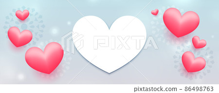 valentines day wide banner with realistic hearts - Stock Illustration ...