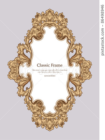 Baroque frame decor. Detailed rich ornament graphic line art. Baroque frame decor. Detailed rich ornament graphic line art. 86498946